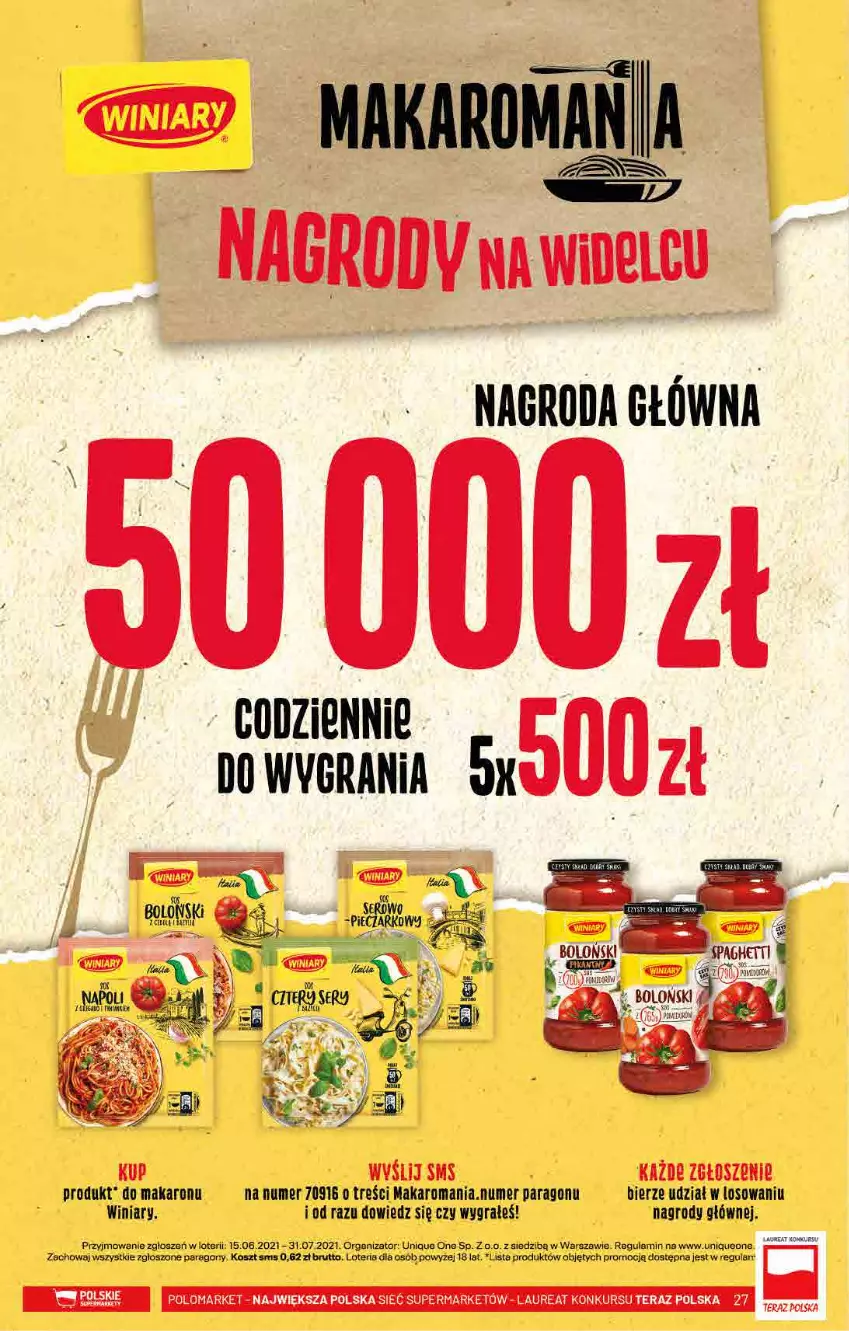 Gazetka promocyjna PoloMarket - Gazetka pomocyjna - ważna 30.06 do 06.07.2021 - strona 27 - produkty: Gra, Kosz, Laur, Makaron, Tera, Winiary