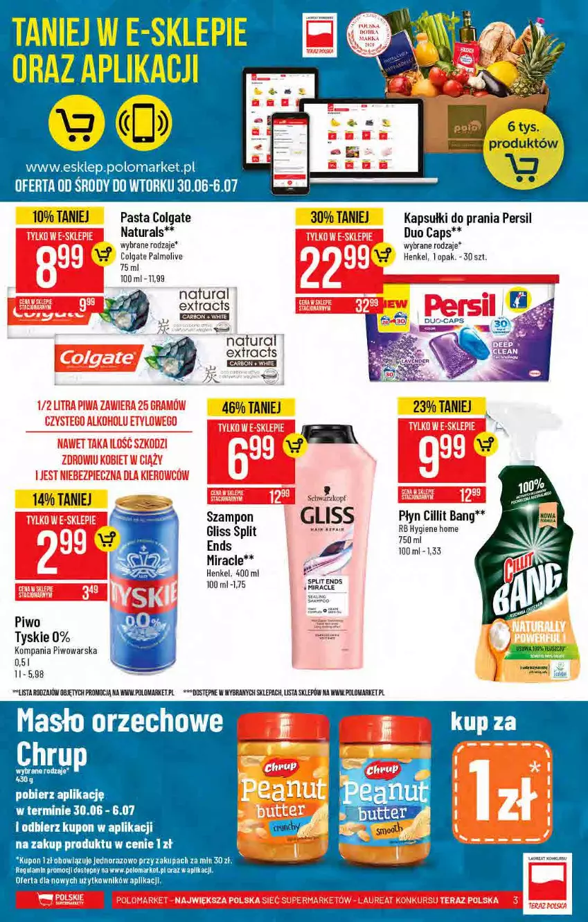 Gazetka promocyjna PoloMarket - Gazetka pomocyjna - ważna 30.06 do 06.07.2021 - strona 3 - produkty: Cillit Bang, Colgate, Gra, Kapsułki do prania, Laur, LG, Palmolive, Persil, Piec, Piwa, Piwo, Szampon, Tera, Tyskie