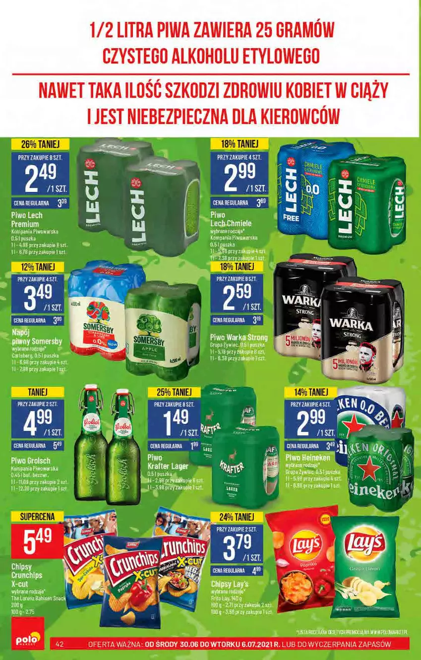 Gazetka promocyjna PoloMarket - Gazetka pomocyjna - ważna 30.06 do 06.07.2021 - strona 42 - produkty: Chipsy, Duck, Gra, Lorenz, Piec, Piwa, Piwo, Warka