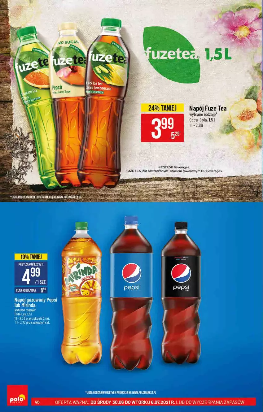 Gazetka promocyjna PoloMarket - Gazetka pomocyjna - ważna 30.06 do 06.07.2021 - strona 46 - produkty: Coca-Cola, Mirinda, Napój, Napój gazowany, Pepsi