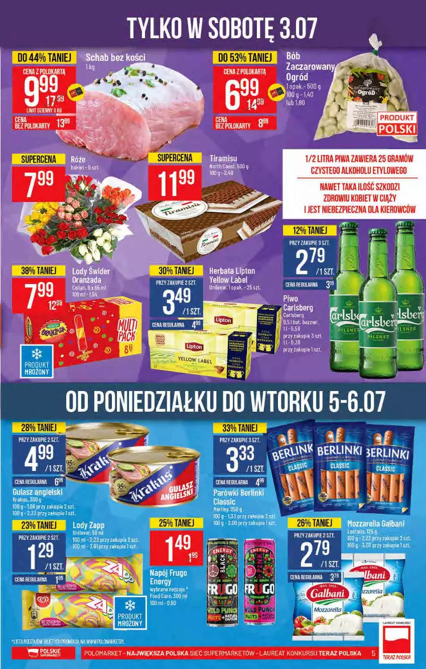 Gazetka promocyjna PoloMarket - Gazetka pomocyjna - ważna 30.06 do 06.07.2021 - strona 5 - produkty: Berlinki, Napój, Parówki