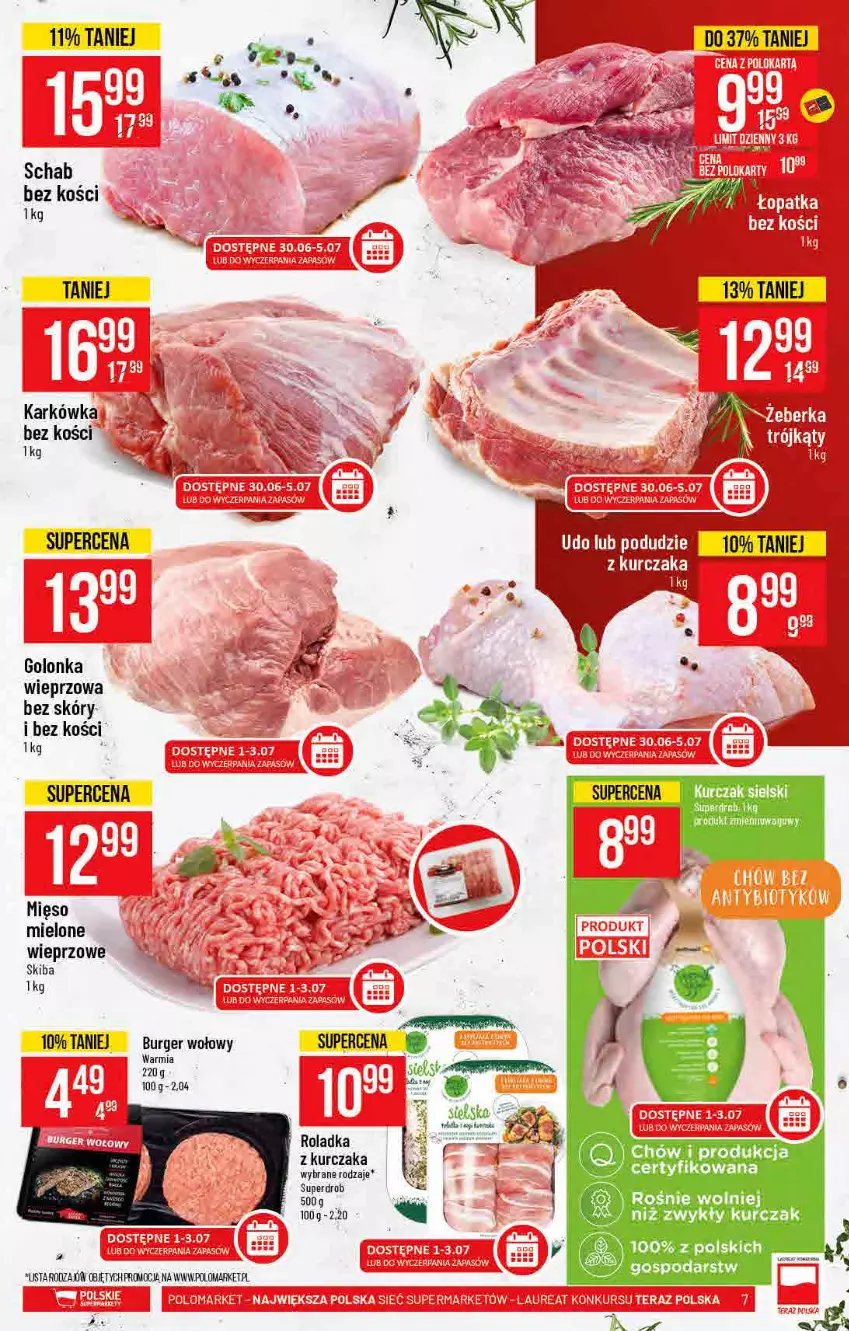 Gazetka promocyjna PoloMarket - Gazetka pomocyjna - ważna 30.06 do 06.07.2021 - strona 7 - produkty: Burger, Golonka wieprzowa, Kurczak, Mięso, Mięso mielone