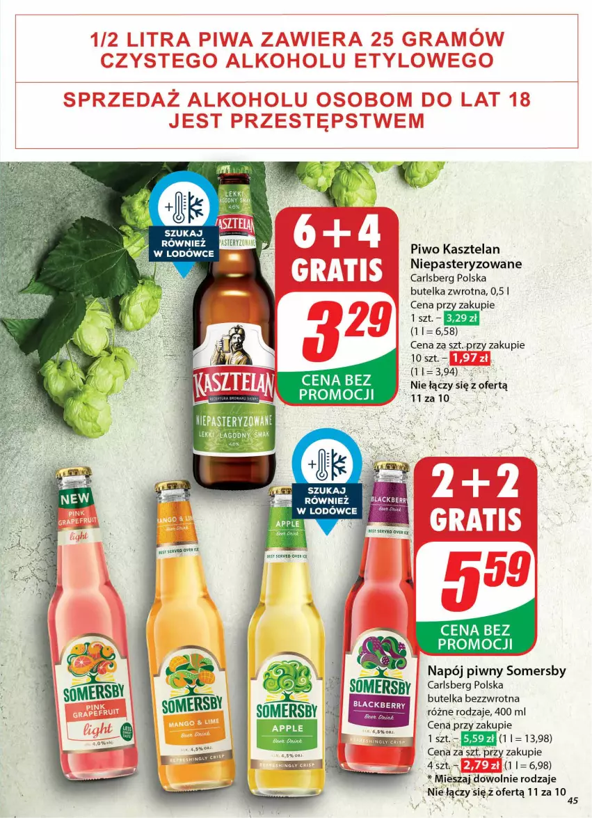 Gazetka promocyjna Dino - Gazetka 43 / 2024 - ważna 23.10 do 29.10.2024 - strona 45 - produkty: Carlsberg, Kasztelan, Napój, Piwo, Ser, Somersby