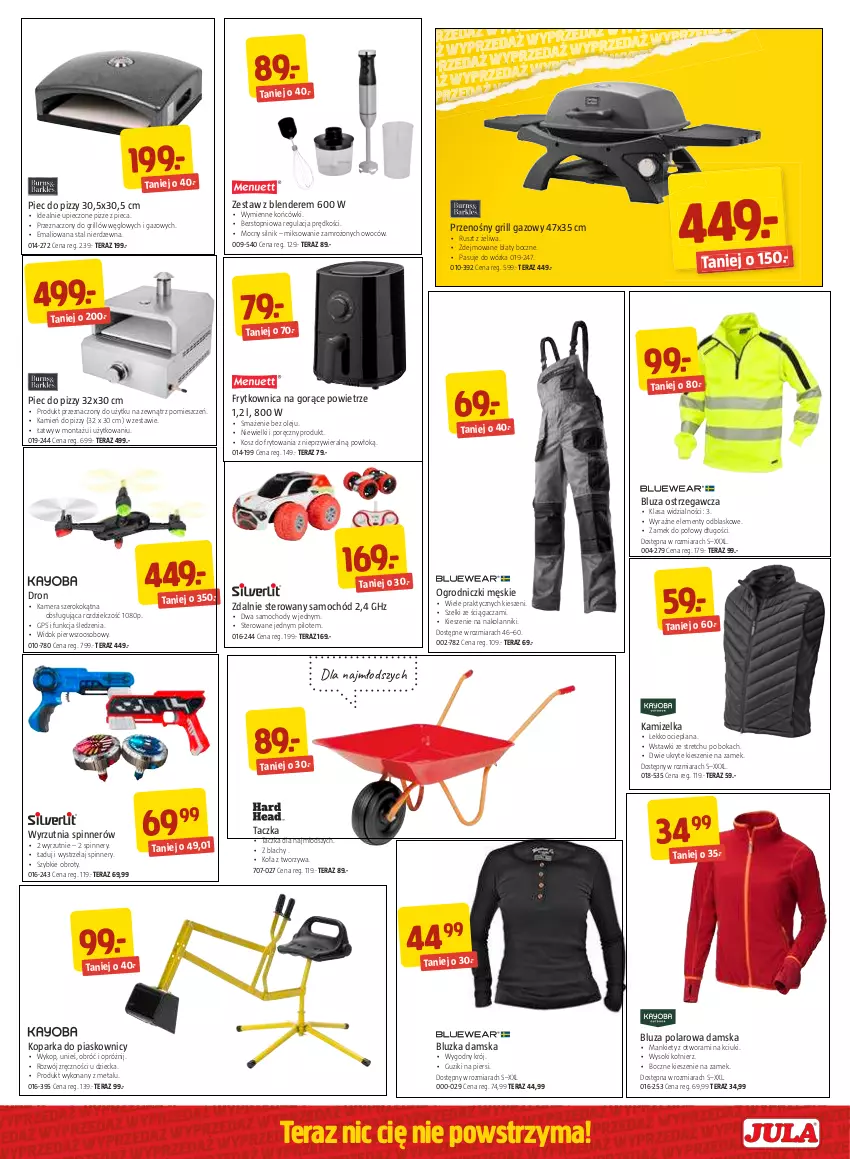 Gazetka promocyjna Jula - Gazetka - ważna 05.08 do 04.09.2022 - strona 9 - produkty: Blender, Bluza, Bluza polarowa, Dron, Grill, Grill gazowy, Kamera, Kamizelka, Kosz, LANA, Olej, Parka, Piec, Por, Samochód, Sok, Tera, Top, Wyrzutnia