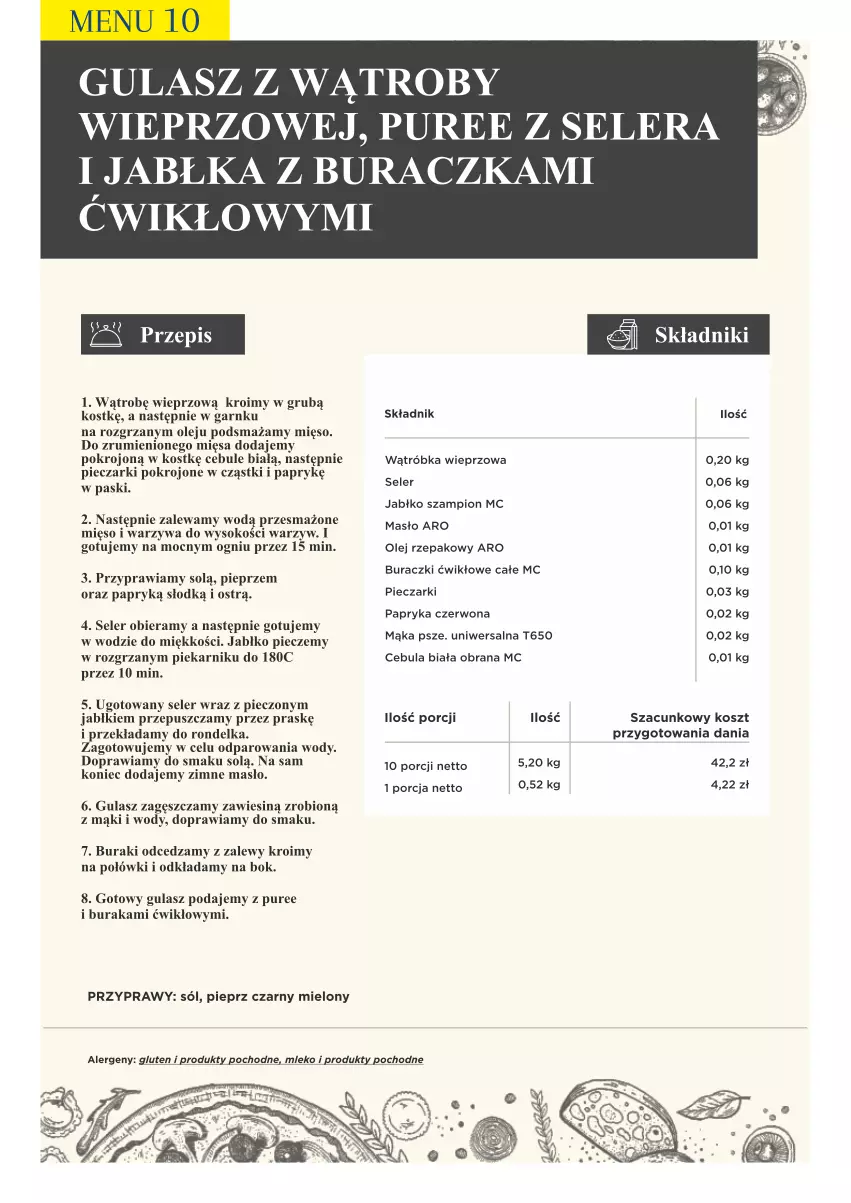 Gazetka promocyjna Makro - [Oferta specjalna] PrzyGOTUJ apetyczne menu! - ważna 01.03 do 31.03.2022 - strona 109 - produkty: Buraczki, Buraki, Cebula, Cebula biała, Jabłka, Kosz, Mąka, Masło, Mięso, Mleko, Olej, Olej rzepakowy, Papryka, Papryka czerwona, Piec, Piekarnik, Pieprz, Por, Przyprawy, Pur, Rondel, Rum, Sok, Sól, Szampion, Warzywa