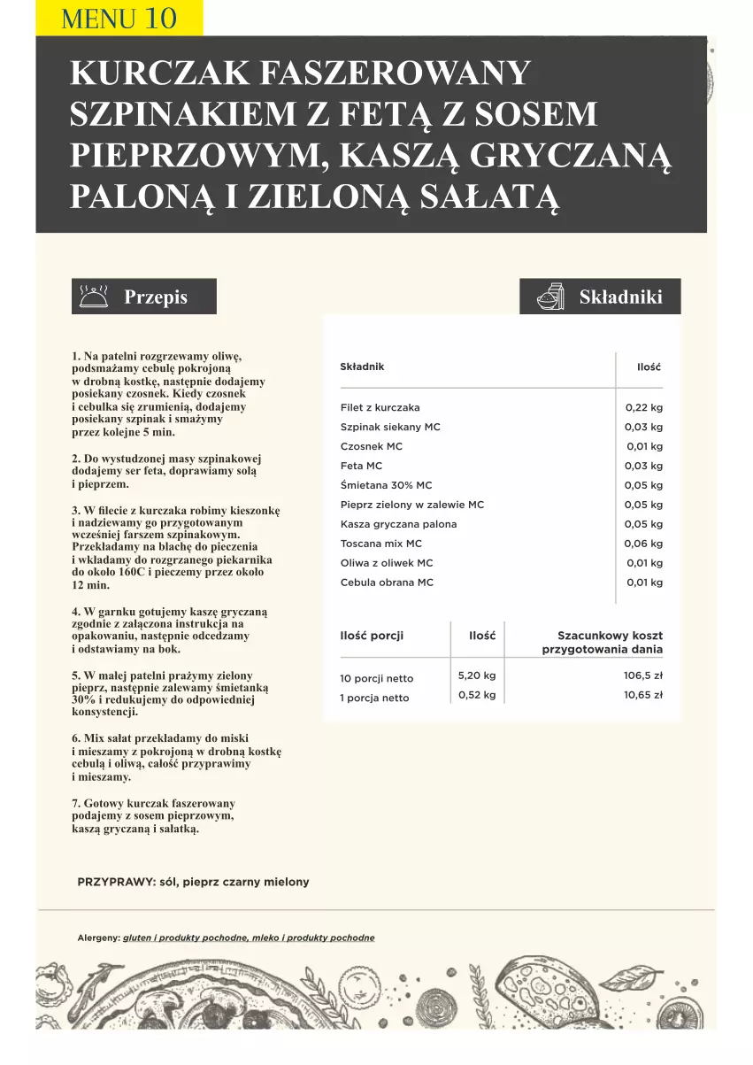 Gazetka promocyjna Makro - [Oferta specjalna] PrzyGOTUJ apetyczne menu! - ważna 01.03 do 31.03.2022 - strona 111 - produkty: Cebula, Czosnek, Fa, Feta, Gry, Kasza, Kasza gryczana, Kosz, Kurczak, Mleko, Olej, Oliwa z oliwek, Piec, Piekarnik, Pieprz, Por, Przyprawy, Rum, Sałat, Ser, Sól, Sos, Szpinak