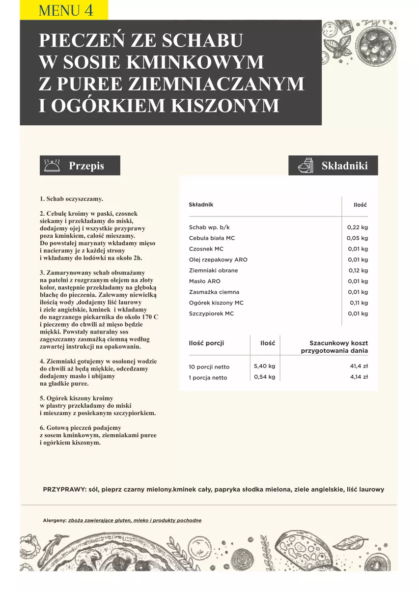 Gazetka promocyjna Makro - [Oferta specjalna] PrzyGOTUJ apetyczne menu! - ważna 01.03 do 31.03.2022 - strona 51 - produkty: Cebula, Cebula biała, Czosnek, Kminek, Kminek cały, Kosz, Laur, Masło, Mięso, Mleko, Ogórek, Olej, Olej rzepakowy, Papryka, Papryka słodka, Piec, Piekarnik, Pieprz, Por, Przyprawy, Pur, Sól, Sos, Ziele angielskie, Ziemniaki