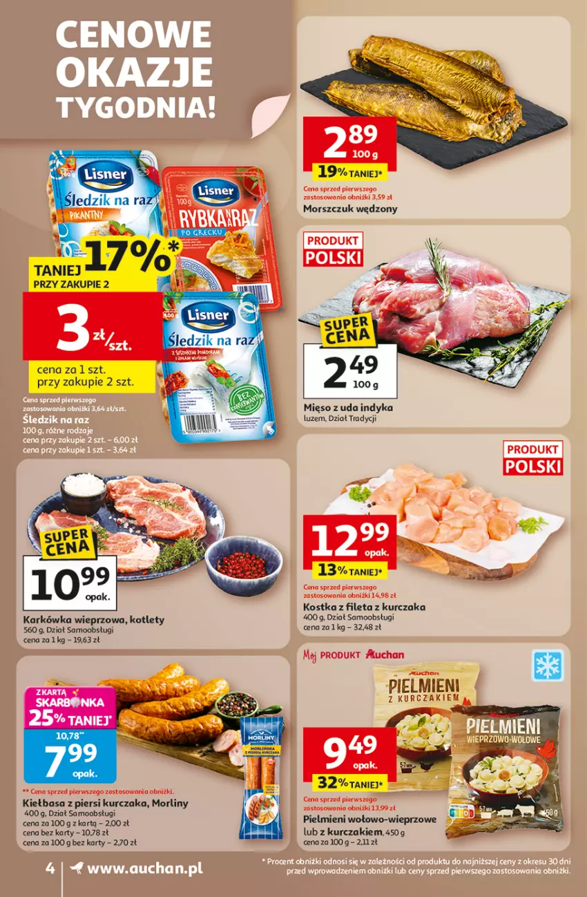 Gazetka promocyjna Auchan - Gazetka Wielkie Przeboje Cenowe Supermarket Auchan - ważna 02.01 do 07.01.2026 - strona 4 - produkty: Fa, Gosh, Karkówka wieprzowa, Kiełbasa, Kiełbasa z piersi kurczaka, Kotlet, Kurczak, Morliny