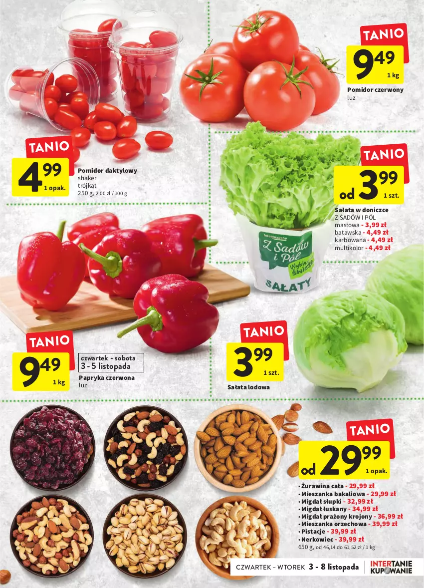 Gazetka promocyjna Intermarche - Gazetka Intermarche - ważna 03.11 do 08.11.2022 - strona 11 - produkty: Masło, Mieszanka bakaliowa, Mieszanka orzechowa, Papryka, Papryka czerwona, Pistacje, Sałat, Sałata lodowa, Top