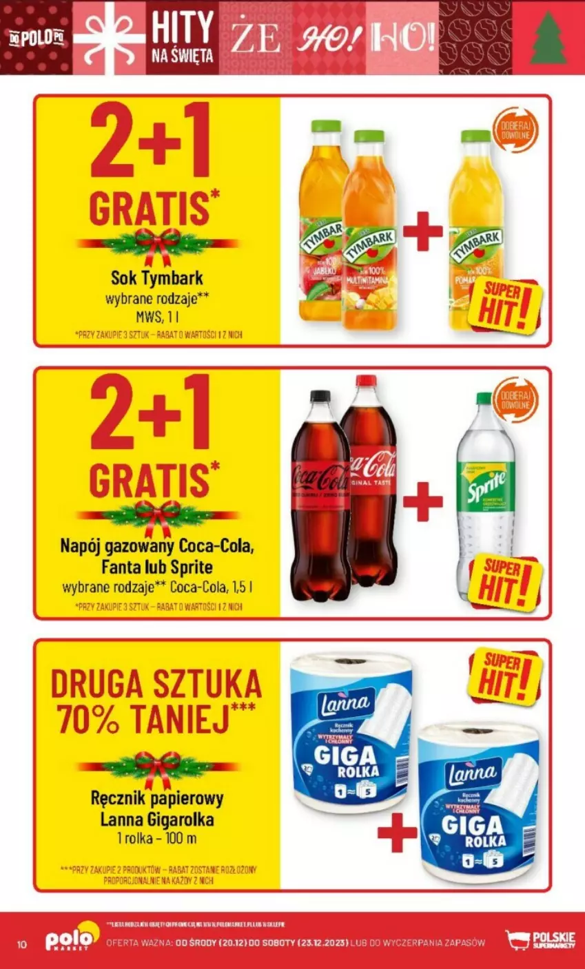 Gazetka promocyjna PoloMarket - ważna 20.12 do 23.12.2023 - strona 2 - produkty: Coca-Cola, Fa, Fanta, Napój, Napój gazowany, Papier, Ręcznik, Sok, Sprite, Tymbark