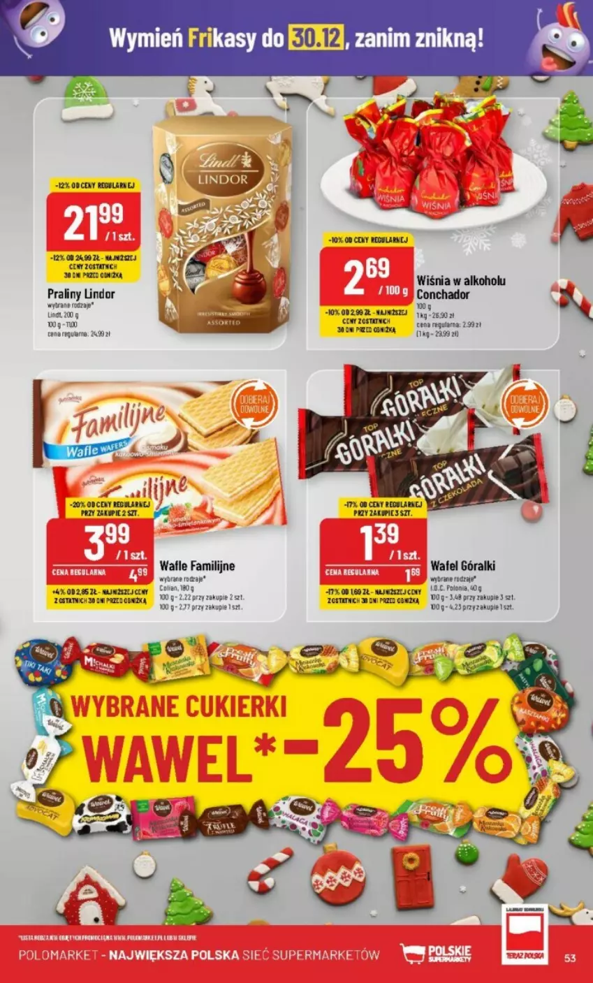 Gazetka promocyjna PoloMarket - ważna 20.12 do 23.12.2023 - strona 49 - produkty: Fa, Lindor, Praliny, Tran, Wafle