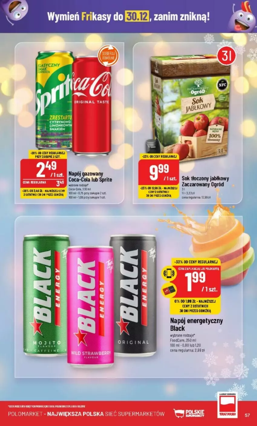 Gazetka promocyjna PoloMarket - ważna 20.12 do 23.12.2023 - strona 53 - produkty: Coca-Cola, Lack, Napój, Napój energetyczny, Ogród, Sok, Sprite