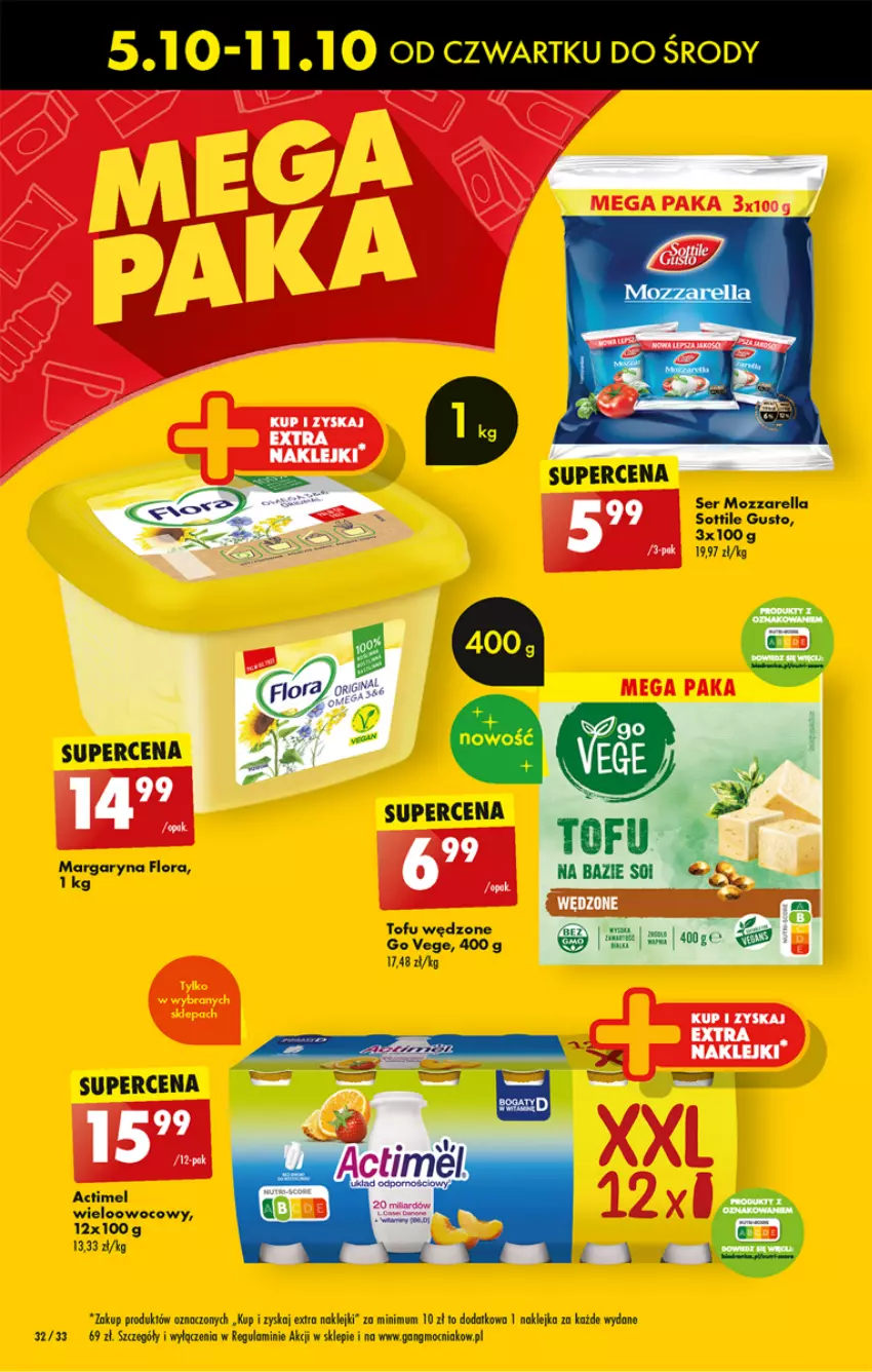 Gazetka promocyjna Biedronka - Od czwartku - ważna 05.10 do 11.10.2023 - strona 34 - produkty: Actimel, Fa, Flora, Klej, Margaryna, Mozzarella, Tofu