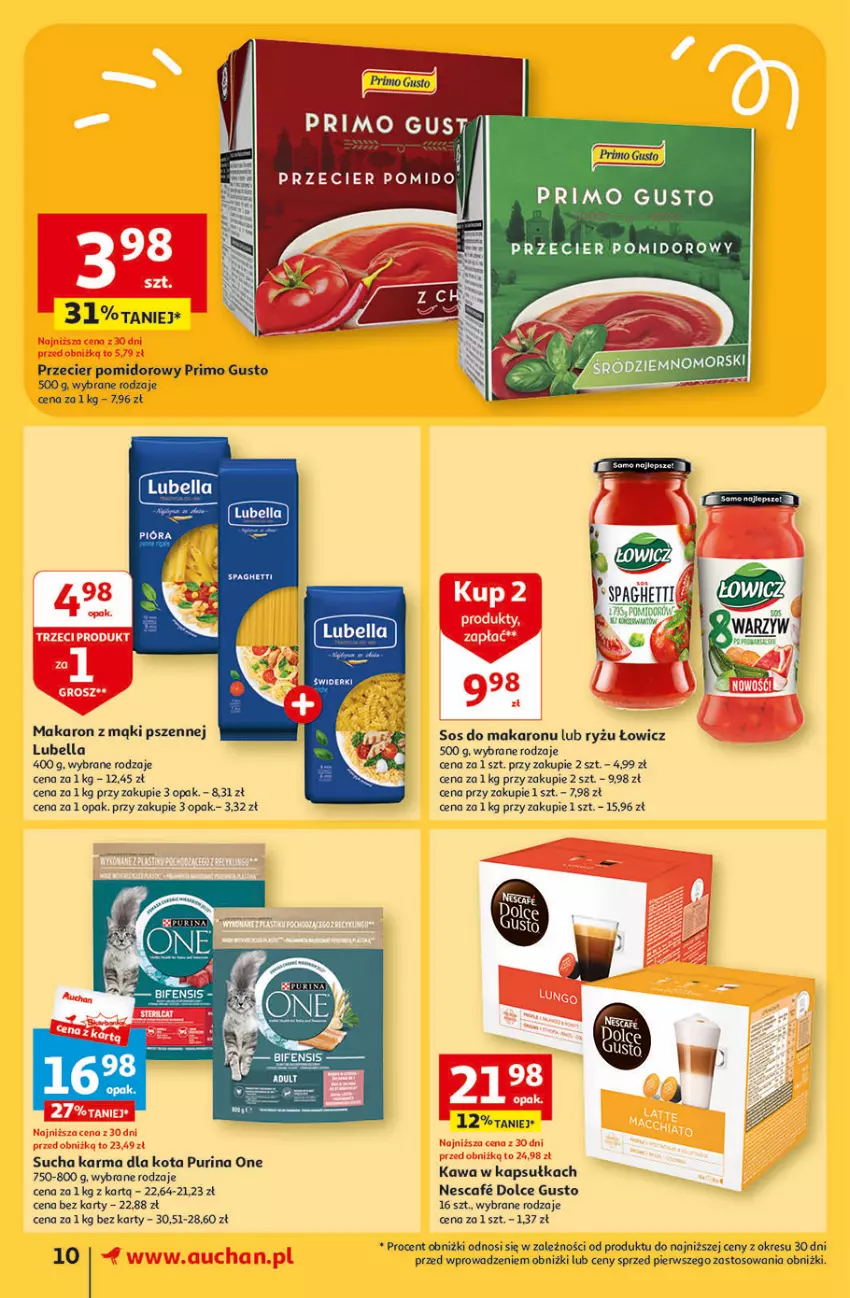 Gazetka promocyjna Auchan - Gazetka Świat Pełen Smaku Supermarket Auchan - ważna 01.02 do 07.02.2024 - strona 10 - produkty: Bell, Bella, Dolce Gusto, Kawa, Lubella, Makaron, Pur, Purina, Ryż, Sos, Sos do makaronu, Sucha karma