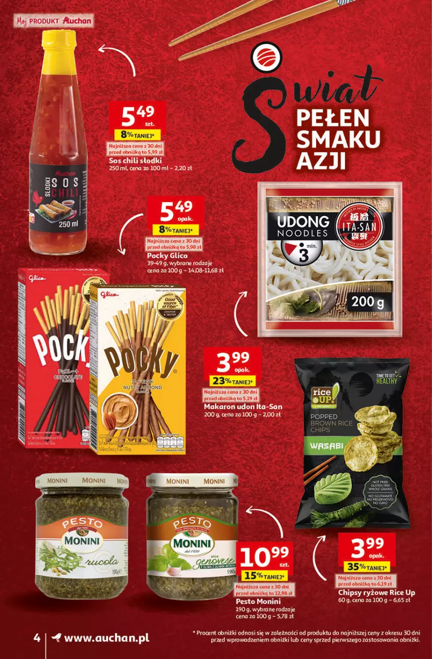 Gazetka promocyjna Auchan - Gazetka Świat Pełen Smaku Supermarket Auchan - ważna 01.02 do 07.02.2024 - strona 4 - produkty: Chipsy, Gra, Makaron, Monini, Pesto, Ryż, Sos