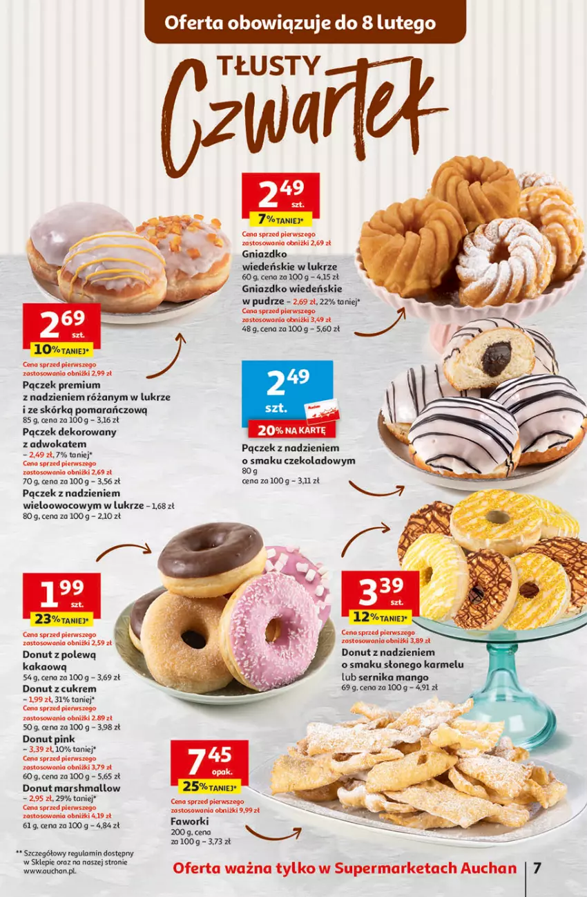 Gazetka promocyjna Auchan - Gazetka Świat Pełen Smaku Supermarket Auchan - ważna 01.02 do 07.02.2024 - strona 7 - produkty: Donut, Fa, Faworki, Kakao, Mango, Mars, Pączek, Róża, Ser