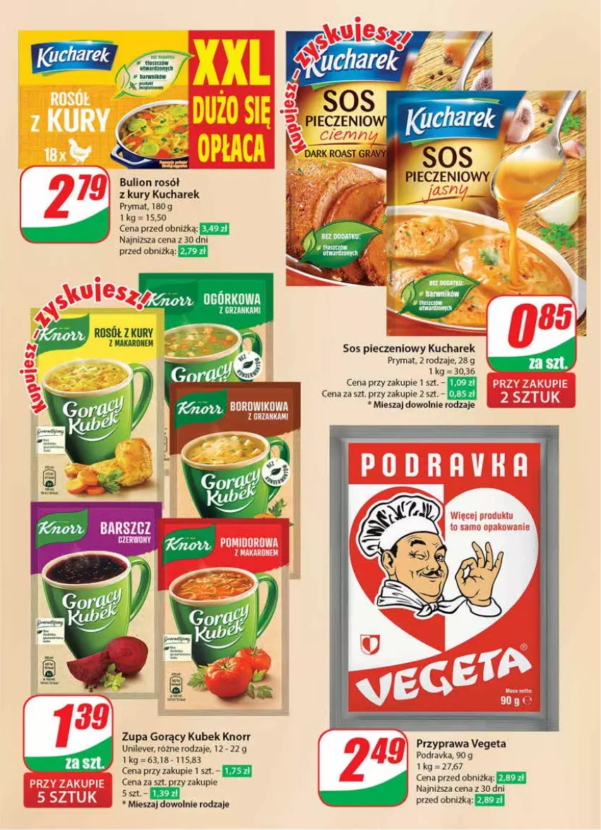 Gazetka promocyjna Dino - Gazetka 6 - ważna 06.02 do 13.02.2024 - strona 17 - produkty: Bulion, Knorr, Kubek, Kucharek, Lion, Makaron, Piec, Podravka, Prymat, Rosół, Sos, Sos pieczeniowy, Vegeta, Zupa