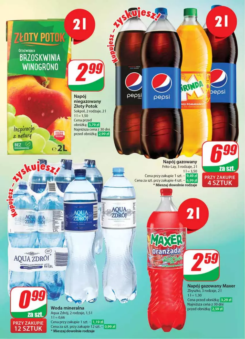 Gazetka promocyjna Dino - Gazetka 6 - ważna 06.02 do 13.02.2024 - strona 4 - produkty: Maxer, Napój, Napój gazowany, Napój niegazowany, Sok, Woda, Woda mineralna