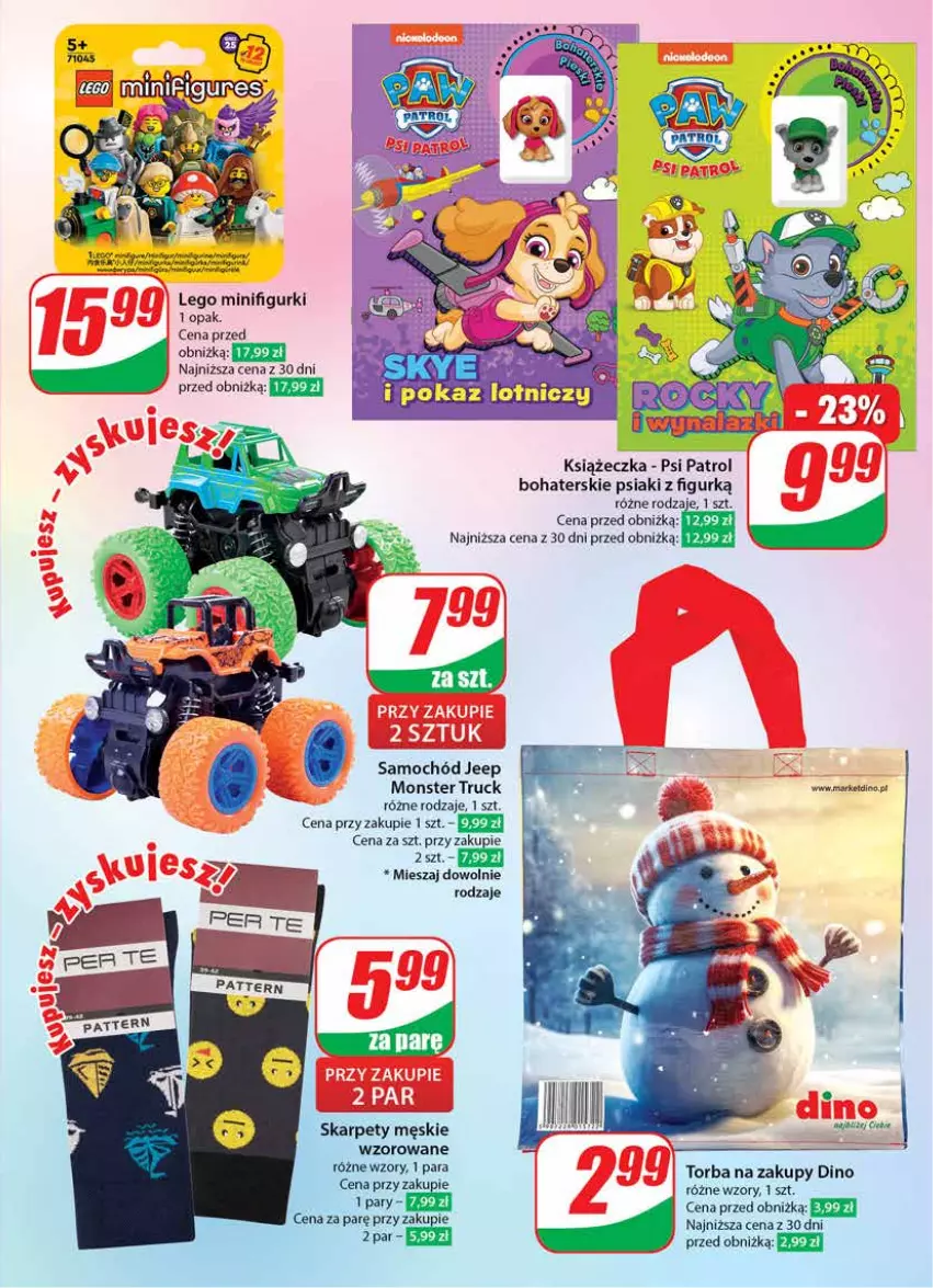 Gazetka promocyjna Dino - Gazetka 6 - ważna 06.02 do 13.02.2024 - strona 55 - produkty: Fa, Karp, LEGO, Monster truck, Psi Patrol, Samochód, Torba, Torba na zakupy