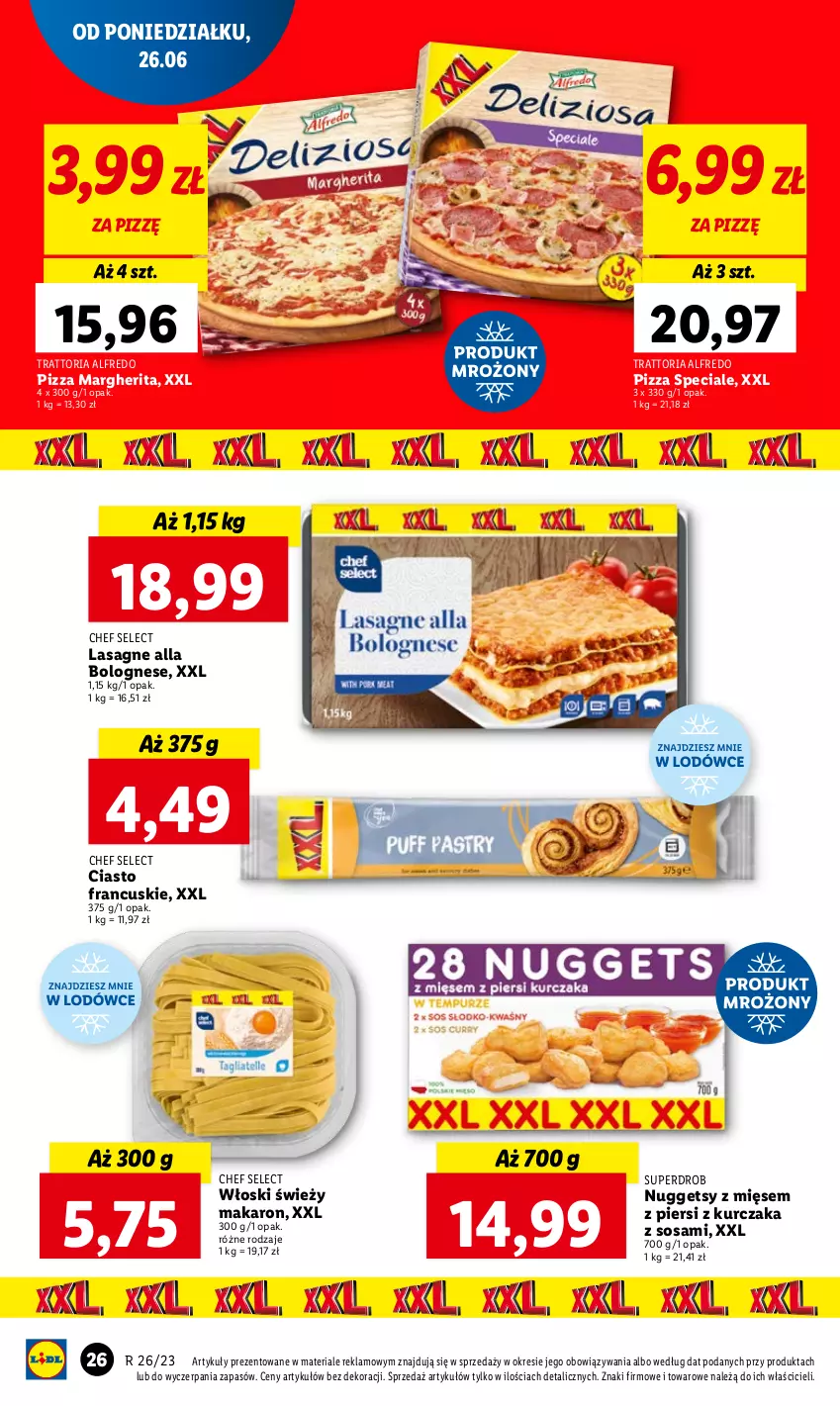 Gazetka promocyjna Lidl - GAZETKA - ważna 26.06 do 28.06.2023 - strona 28 - produkty: Ciasto francuskie, Kurczak, Lasagne, Makaron, Pizza, Sos