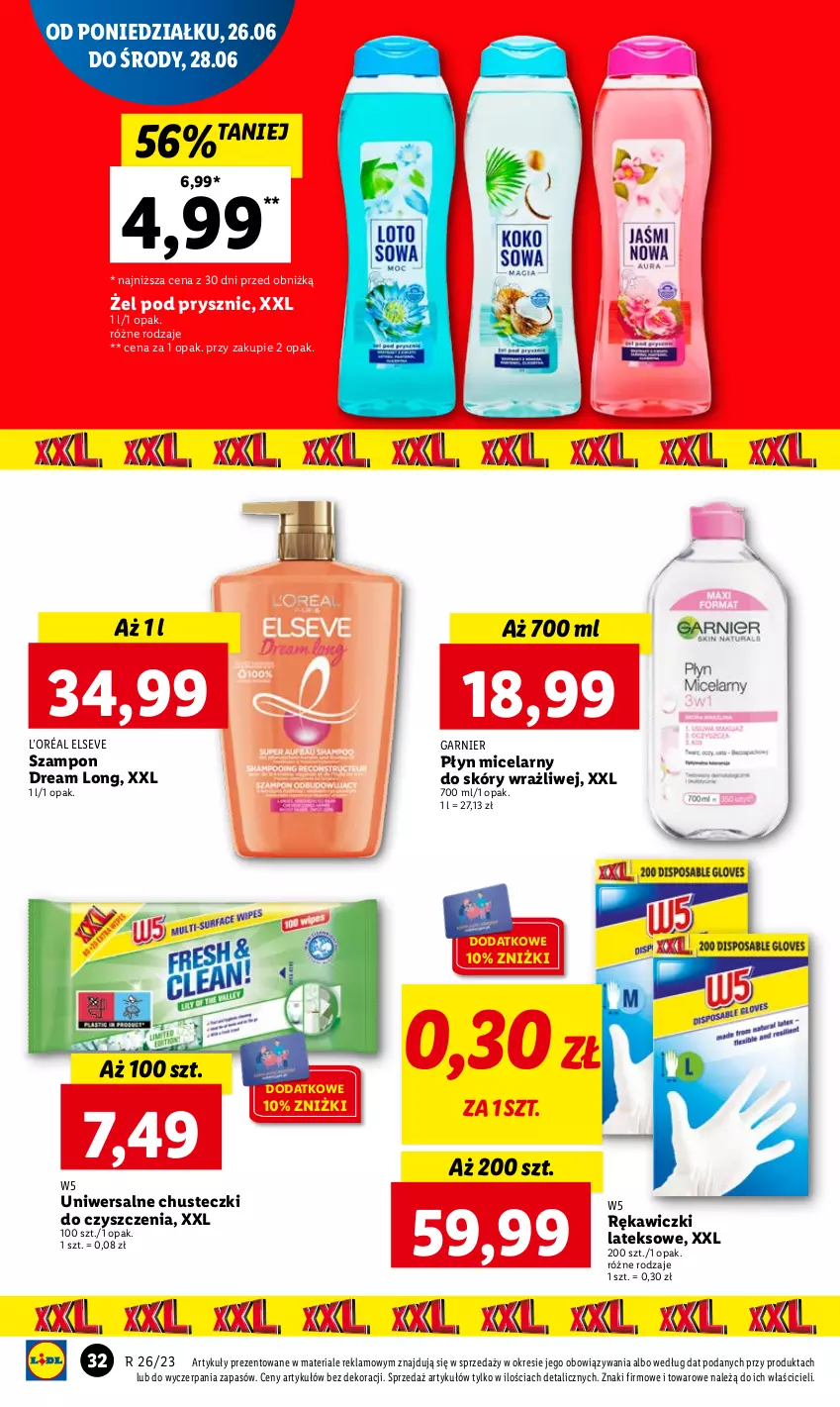 Gazetka promocyjna Lidl - GAZETKA - ważna 26.06 do 28.06.2023 - strona 34 - produkty: Chusteczki, Chusteczki do czyszczenia, Elseve, Garnier, L’Oréal, Płyn micelarny, Szampon