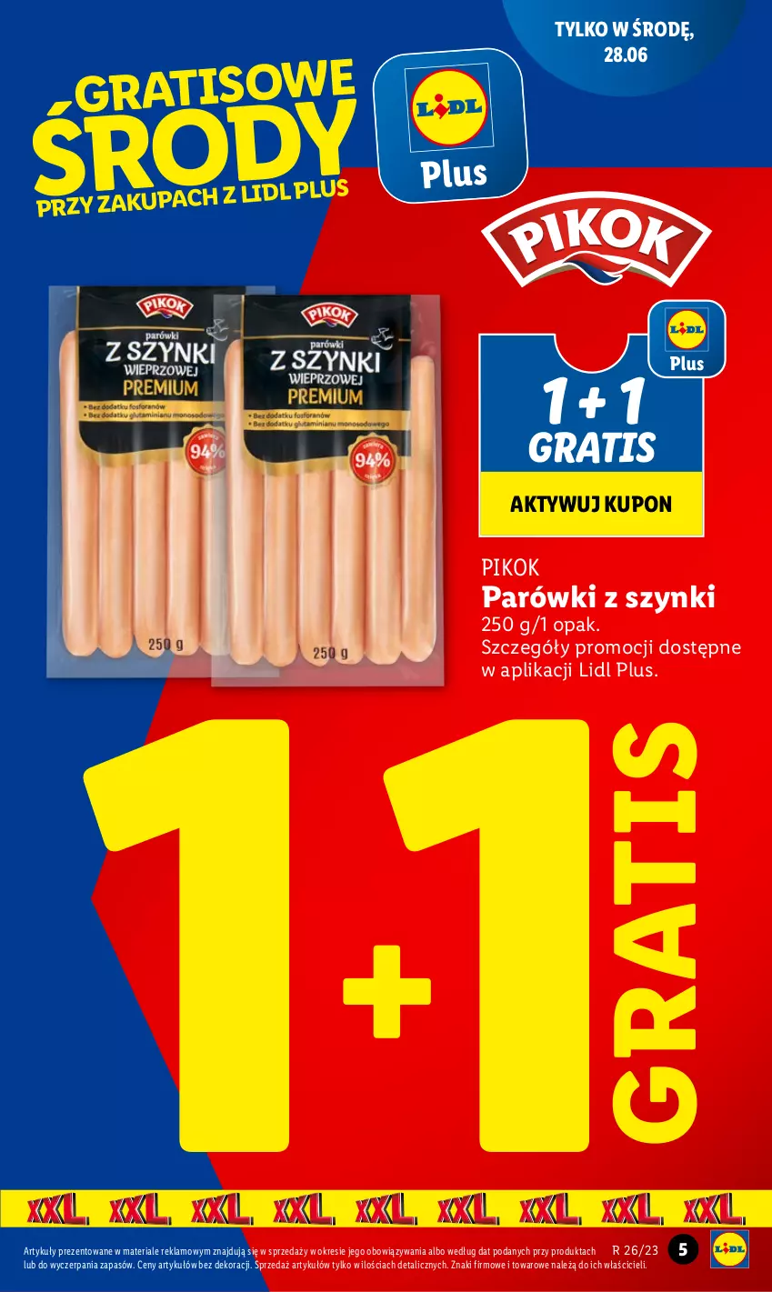 Gazetka promocyjna Lidl - GAZETKA - ważna 26.06 do 28.06.2023 - strona 5 - produkty: Gra, Parówki, Parówki z szynki, PIKOK