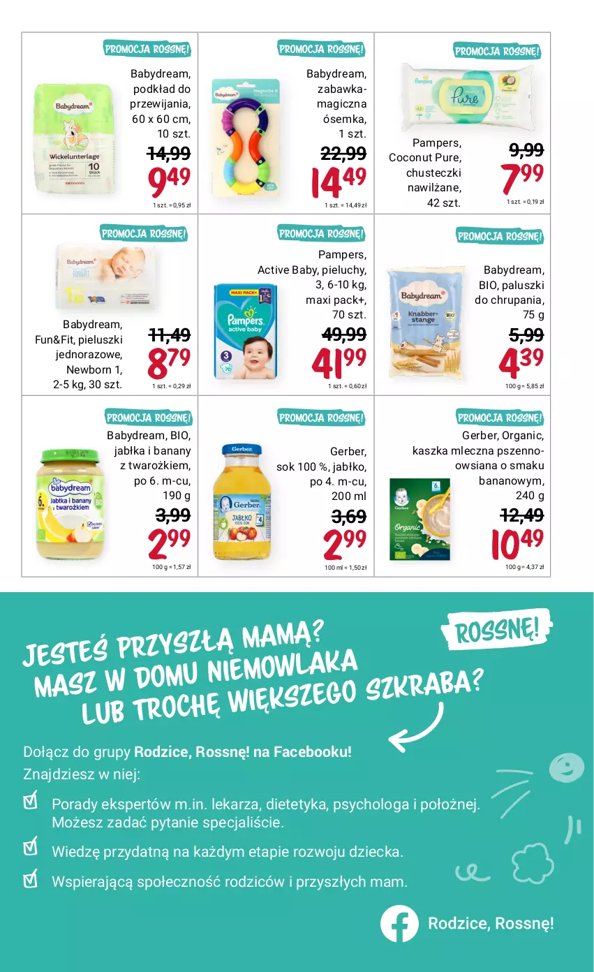 Gazetka promocyjna Rossmann - Kwiecień I - ważna 01.04 do 15.04.2021 - strona 15 - produkty: Babydream, Banany, Chusteczki, Fa, Gerber, Jabłka, Pampers, Pieluchy, Podkład, Por, Pur, Sok, Zabawka