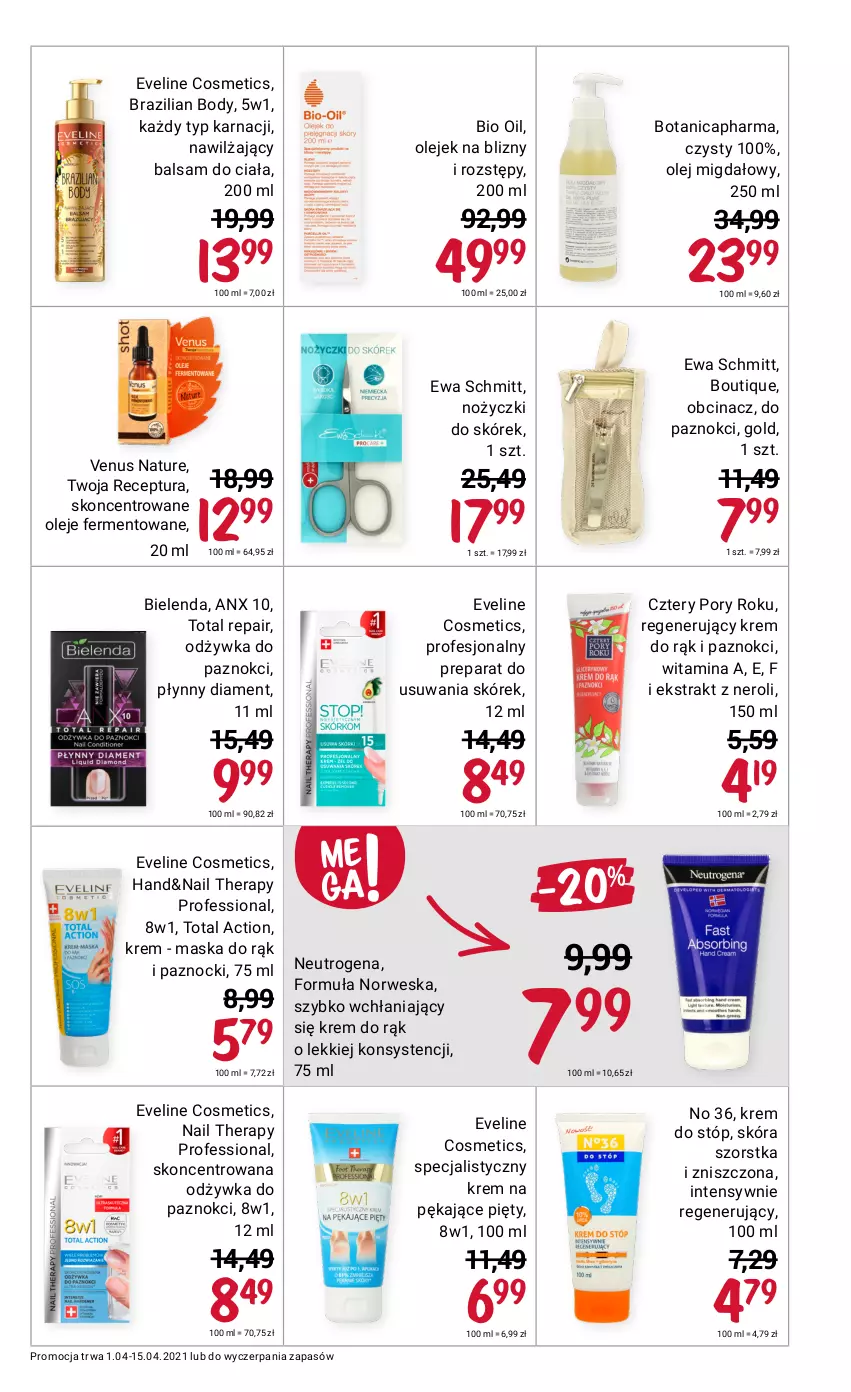 Gazetka promocyjna Rossmann - Kwiecień I - ważna 01.04 do 15.04.2021 - strona 3 - produkty: Balsam do ciała, Bielenda, Body, Eveline, Ewa Schmitt, Krem do rąk, Krem do stóp, Maska, Nawilżający balsam, Neutrogena, Noż, Nożyczki, Odżywka, Olej, Por, Venus