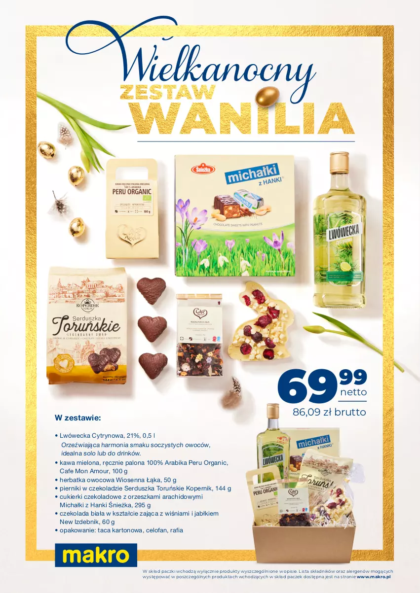 Gazetka promocyjna Makro - Wielkanocne zestawy upominkowe - ważna 15.02 do 02.04.2024 - strona 5 - produkty: Cukier, Cukierki, Cukierki czekoladowe, Czekolada, Fa, Kawa, Kawa mielona, Michałki, Piernik, Pierniki w czekoladzie, Ser, Taca