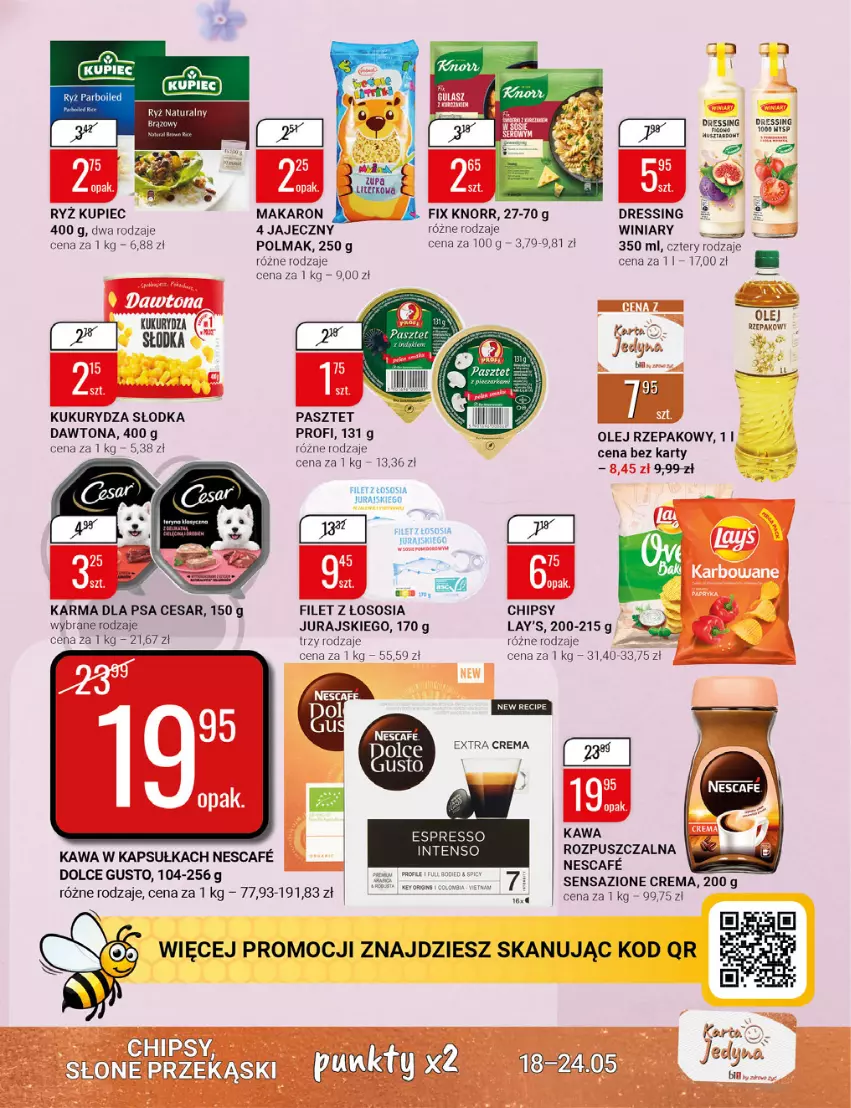 Gazetka promocyjna Bi1 - Dzień Mamy - ważna 18.05 do 24.05.2022 - strona 11 - produkty: Chipsy, Dawtona, Dolce Gusto, Dres, Kawa, Kawa rozpuszczalna, Knorr, Kukurydza, Kupiec, Makaron, Olej, Olej rzepakowy, Olma, Pasztet, Piec, Ryż, Ryż naturalny, Sos, Winiary