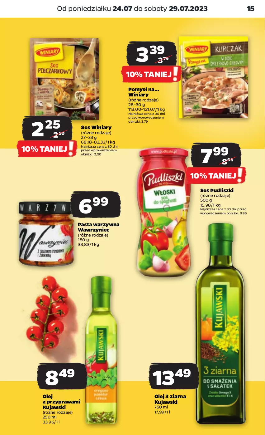 Gazetka promocyjna Netto - Artykuły spożywcze - ważna 24.07 do 29.07.2023 - strona 15 - produkty: Kujawski, Olej, Pasta warzywna, Pudliszki, Sos, Winiary