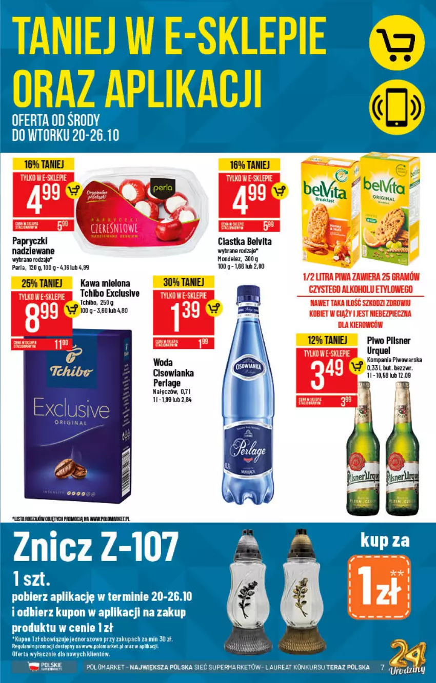 Gazetka promocyjna PoloMarket - Gazetka pomocyjna - ważna 20.10 do 26.10.2021 - strona 7 - produkty: BelVita, Ciastka, Cisowianka, Gra, Kawa, Kawa mielona, Piec, Piwa, Piwo, Tchibo, Woda