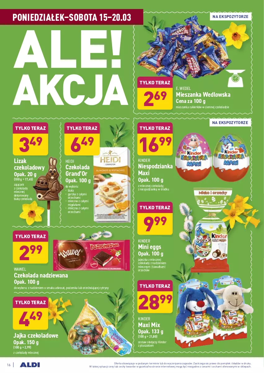 Gazetka promocyjna Aldi - ALE! CENA w ALDI - ważna 15.03 do 27.03.2021 - strona 18 - produkty: Cukier, Cytryny, Czekolada, Czekolada nadziewana, E. Wedel, Gra, Kawa, Kinder, Mieszanka wedlowska, Pluszak, Tera, Wawel