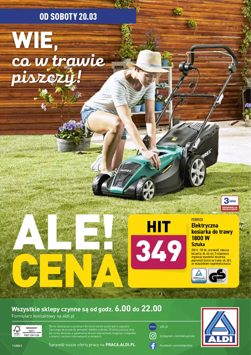 Gazetka promocyjna Aldi - ALE! CENA w ALDI - ważna 15.03 do 27.03.2021 - strona 38 - produkty: Fa, Gra, Kosiarka, Kosz, Sok, Top