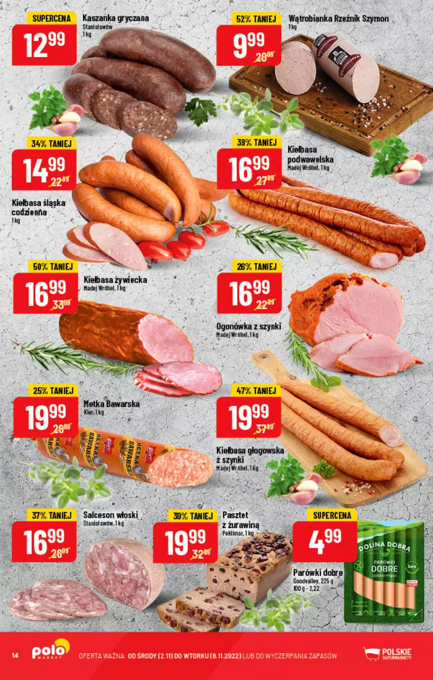 Gazetka promocyjna PoloMarket - Gazetka pomocyjna - ważna 02.11 do 08.11.2022 - strona 14 - produkty: Bianka, Kiełbasa, LG, Parówki, Pasztet, Salceson