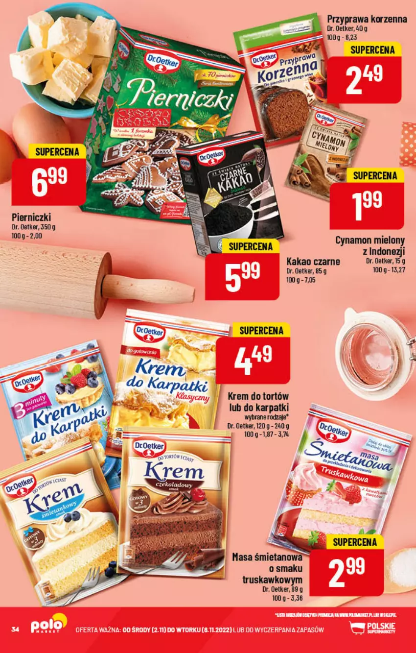 Gazetka promocyjna PoloMarket - Gazetka pomocyjna - ważna 02.11 do 08.11.2022 - strona 34 - produkty: Dr. Oetker, Kakao, Karp, Krem do tortów