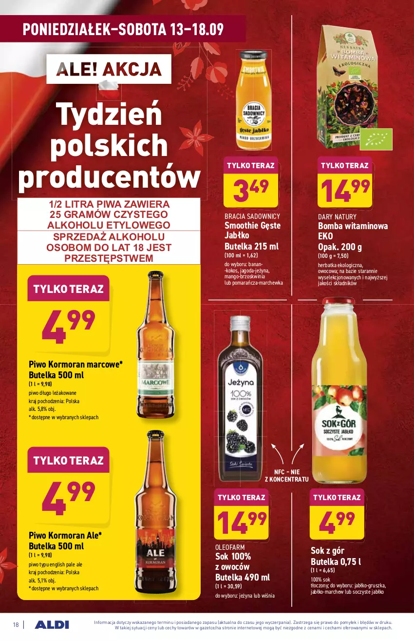 Gazetka promocyjna Aldi - SUPER SMACZNE OKAZJE - ważna 13.09 do 18.09.2021 - strona 18 - produkty: Fa, Gra, Kokos, Mango, Marchewka, Oleo, Oleofarm, Piwa, Piwo, Smoothie, Sok, Tera