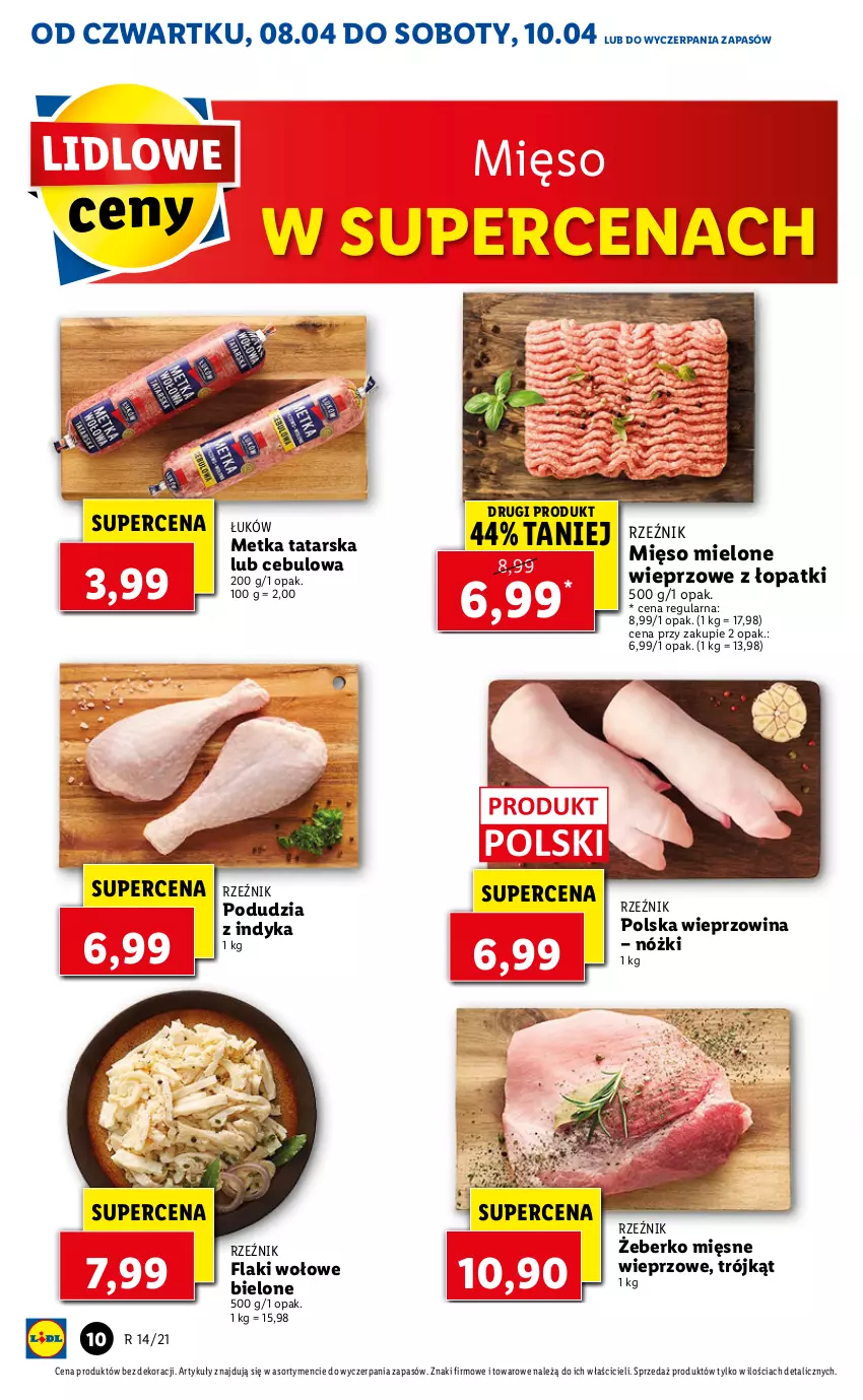 Gazetka promocyjna Lidl - GAZETKA - ważna 08.04 do 10.04.2021 - strona 10 - produkty: Flaki, Flaki wołowe, Metka tatarska, Mięso, Mięso mielone, Wieprzowina