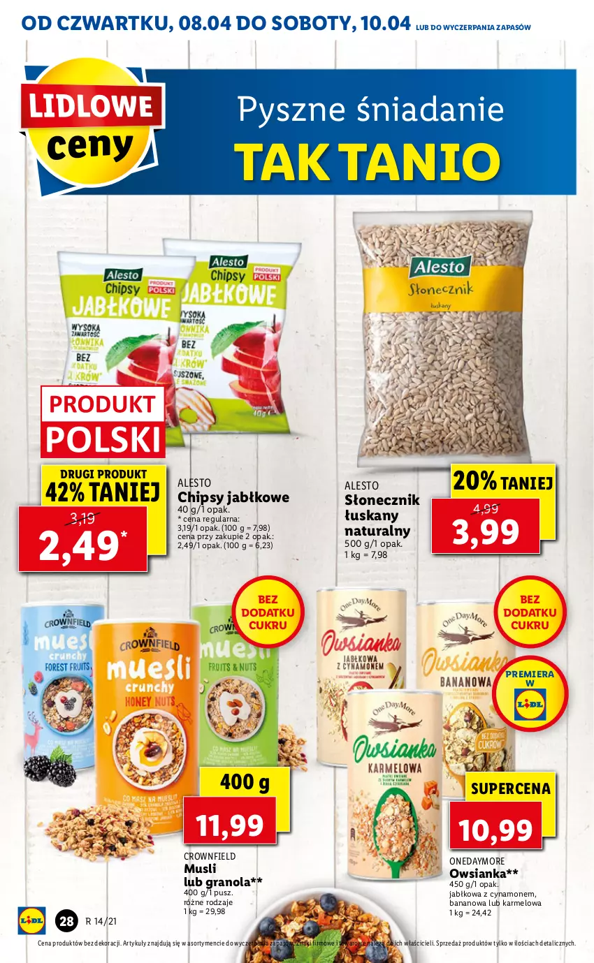 Gazetka promocyjna Lidl - GAZETKA - ważna 08.04 do 10.04.2021 - strona 28 - produkty: Chipsy, Gra, Granola, Mus, Owsianka