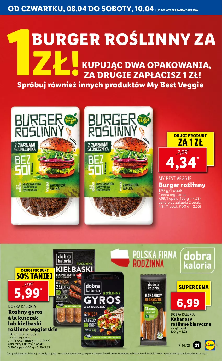 Gazetka promocyjna Lidl - GAZETKA - ważna 08.04 do 10.04.2021 - strona 31 - produkty: Burger, Gyros, Kabanos, Kurczak