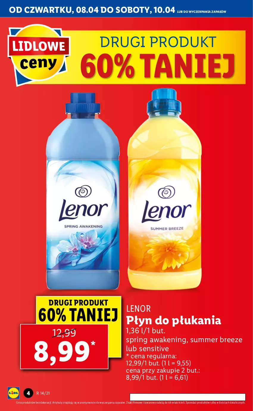 Gazetka promocyjna Lidl - GAZETKA - ważna 08.04 do 10.04.2021 - strona 4 - produkty: Lenor, Płyn do płukania