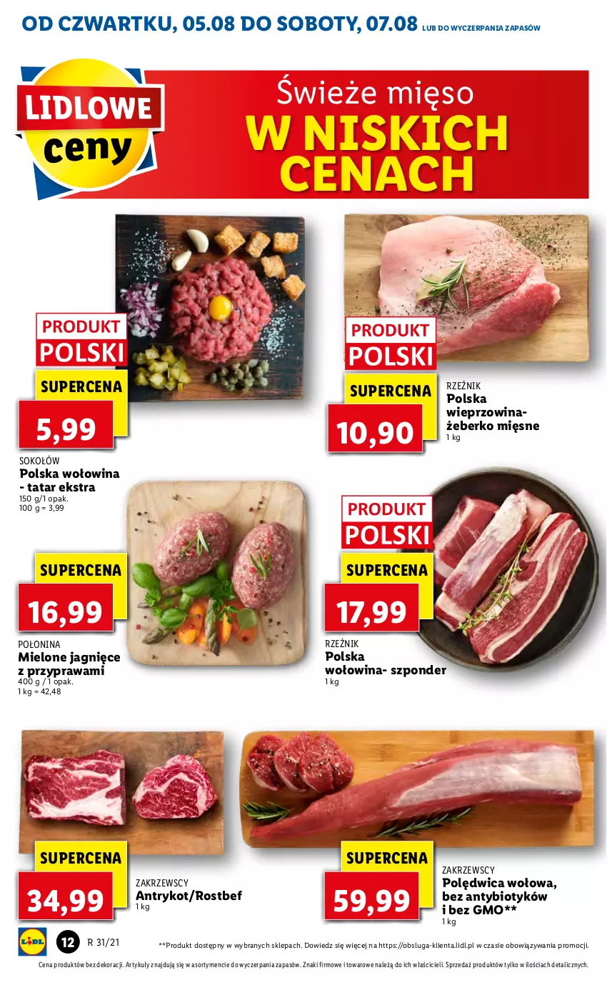 Gazetka promocyjna Lidl - GAZETKA - ważna 05.08 do 07.08.2021 - strona 12 - produkty: Mięso, Polędwica, Polędwica wołowa, Rostbef, Sok, Sokołów, Wieprzowina, Wołowina