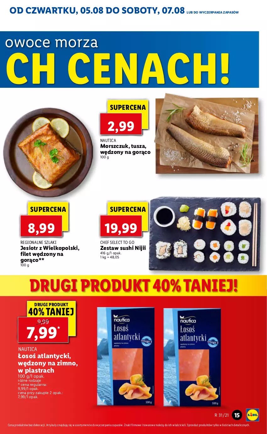 Gazetka promocyjna Lidl - GAZETKA - ważna 05.08 do 07.08.2021 - strona 15 - produkty: Owoce, Owoce morza, Sushi, Tusz