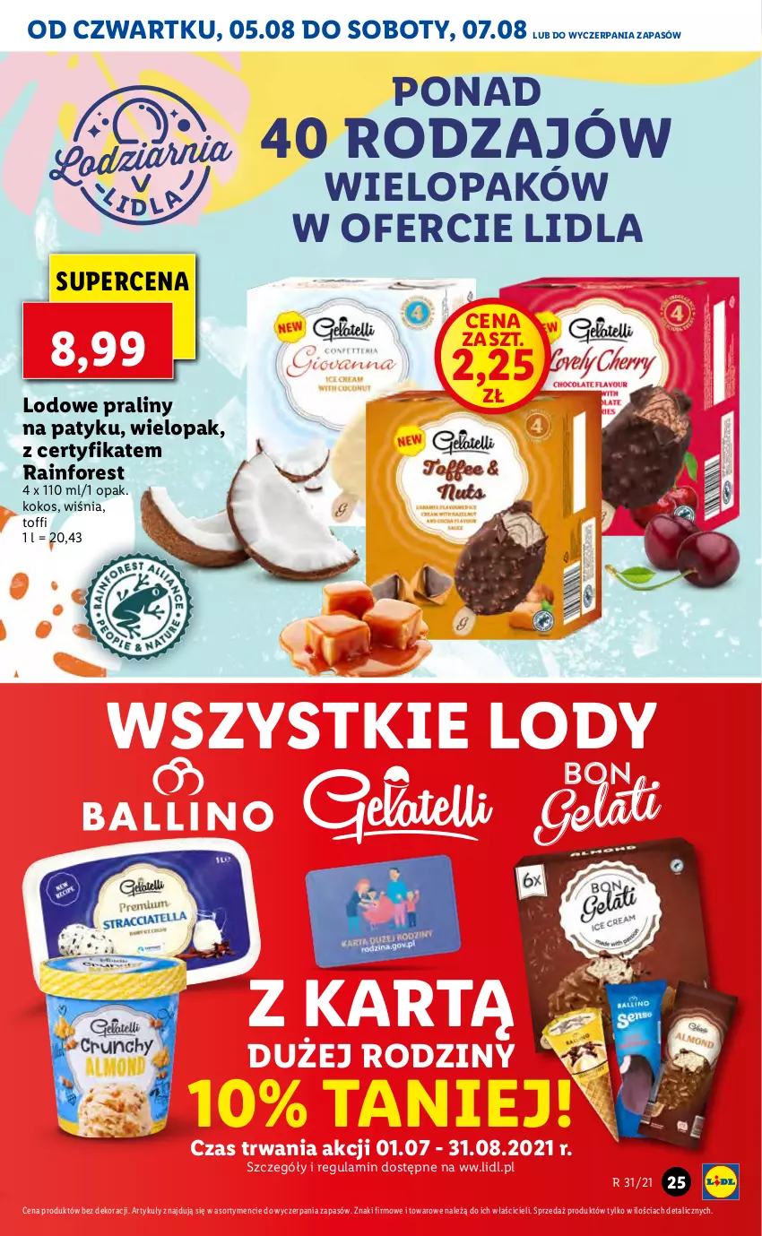 Gazetka promocyjna Lidl - GAZETKA - ważna 05.08 do 07.08.2021 - strona 25 - produkty: Kokos, Lody, Praliny