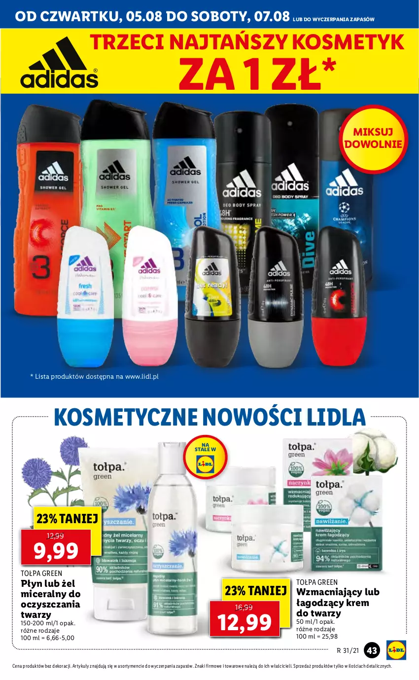 Gazetka promocyjna Lidl - GAZETKA - ważna 05.08 do 07.08.2021 - strona 43 - produkty: Krem do twarzy, Tołpa