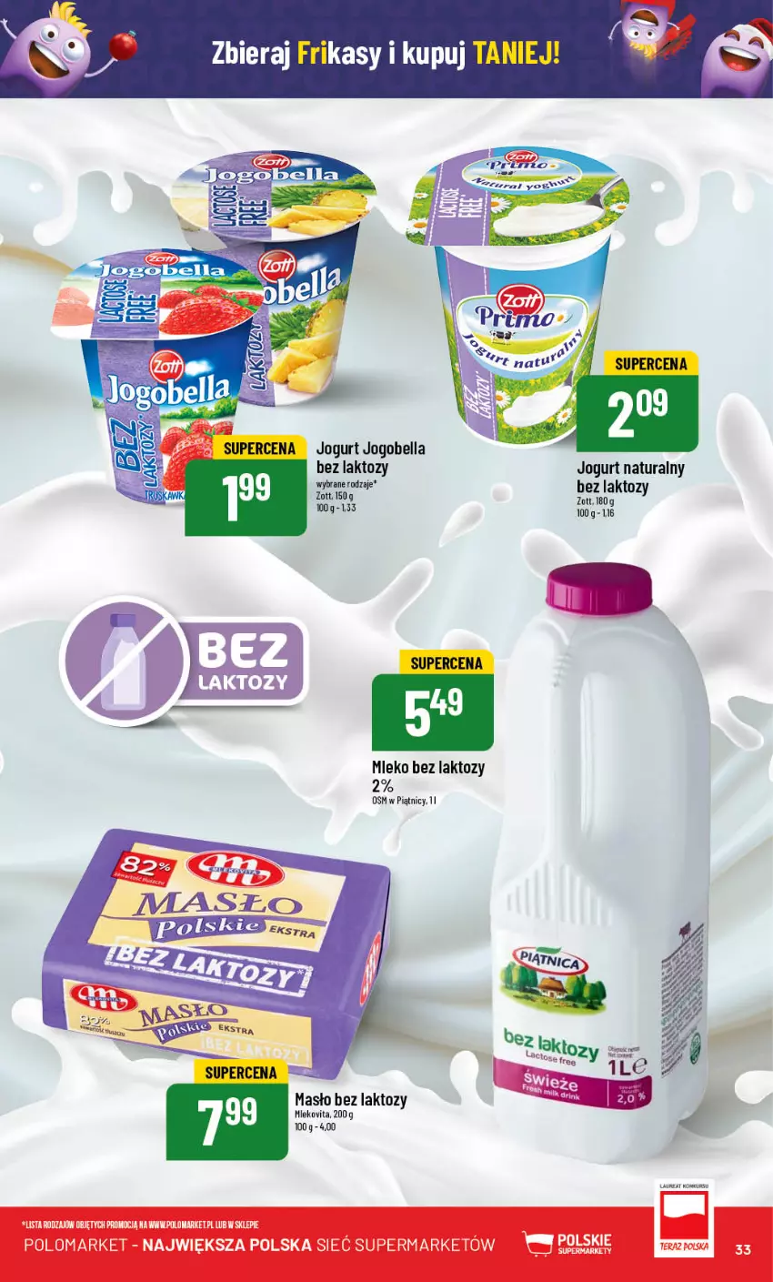 Gazetka promocyjna PoloMarket - Gazetka pomocyjna - ważna 22.11 do 28.11.2023 - strona 33 - produkty: Bell, Bella, Jogobella, Jogurt, Jogurt naturalny, Masło, Mleko, Mleko bez laktozy, Mlekovita