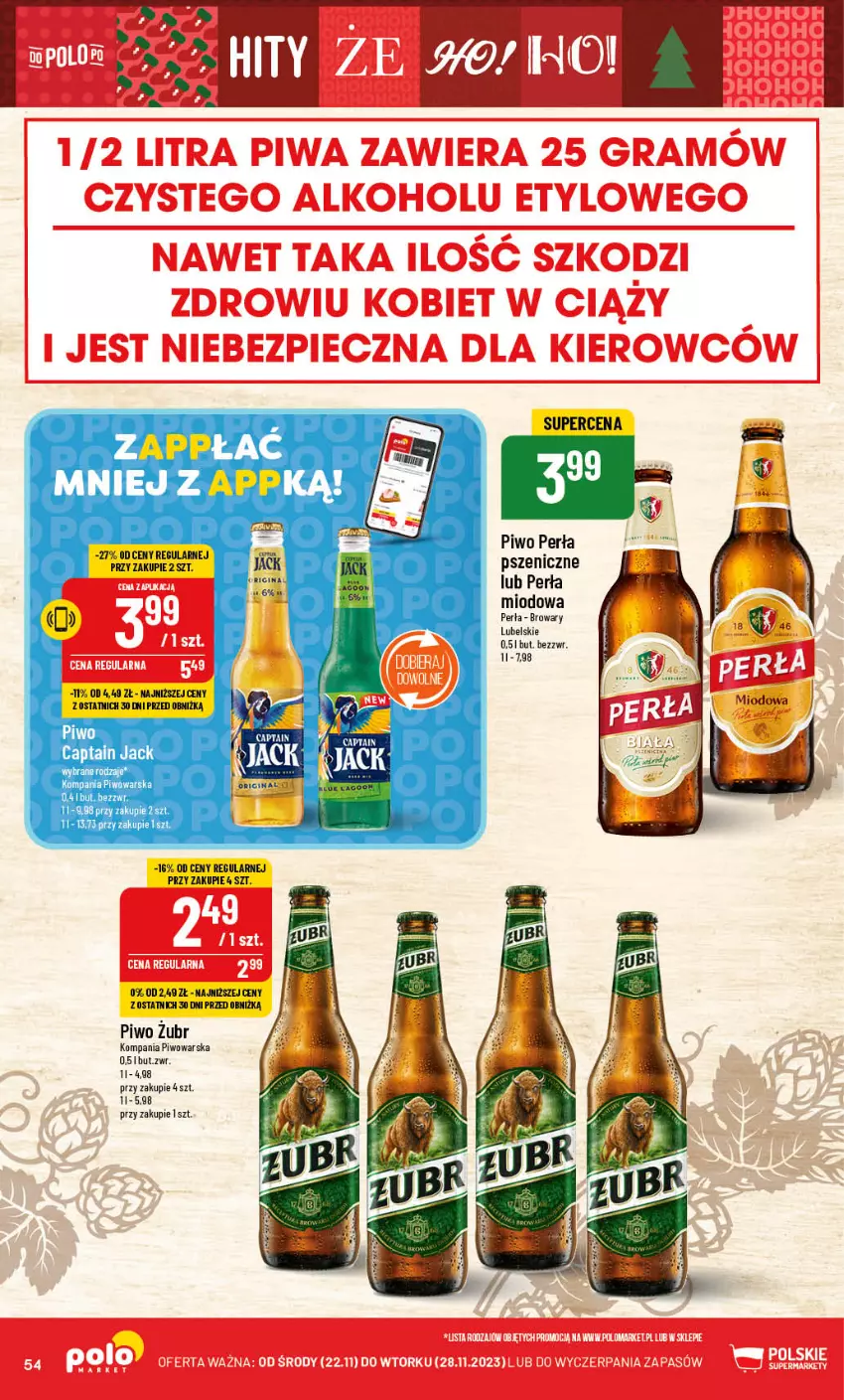 Gazetka promocyjna PoloMarket - Gazetka pomocyjna - ważna 22.11 do 28.11.2023 - strona 54 - produkty: Captain Jack, Perła, Piwo