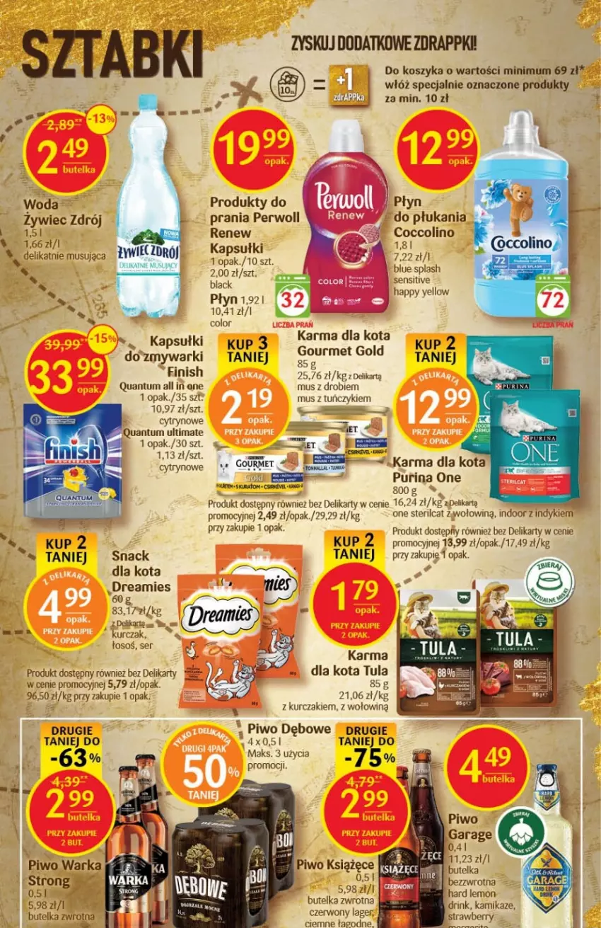 Gazetka promocyjna Delikatesy Centrum - Gazetka DC41 - ważna 20.10 do 26.10.2022 - strona 7 - produkty: BIC, Coccolino, Fa, Finish, Kosz, Kurczak, Mus, Perwoll, Piwo, Pur, Purina, Ser, Tuńczyk, Warka, Woda, Zmywarki