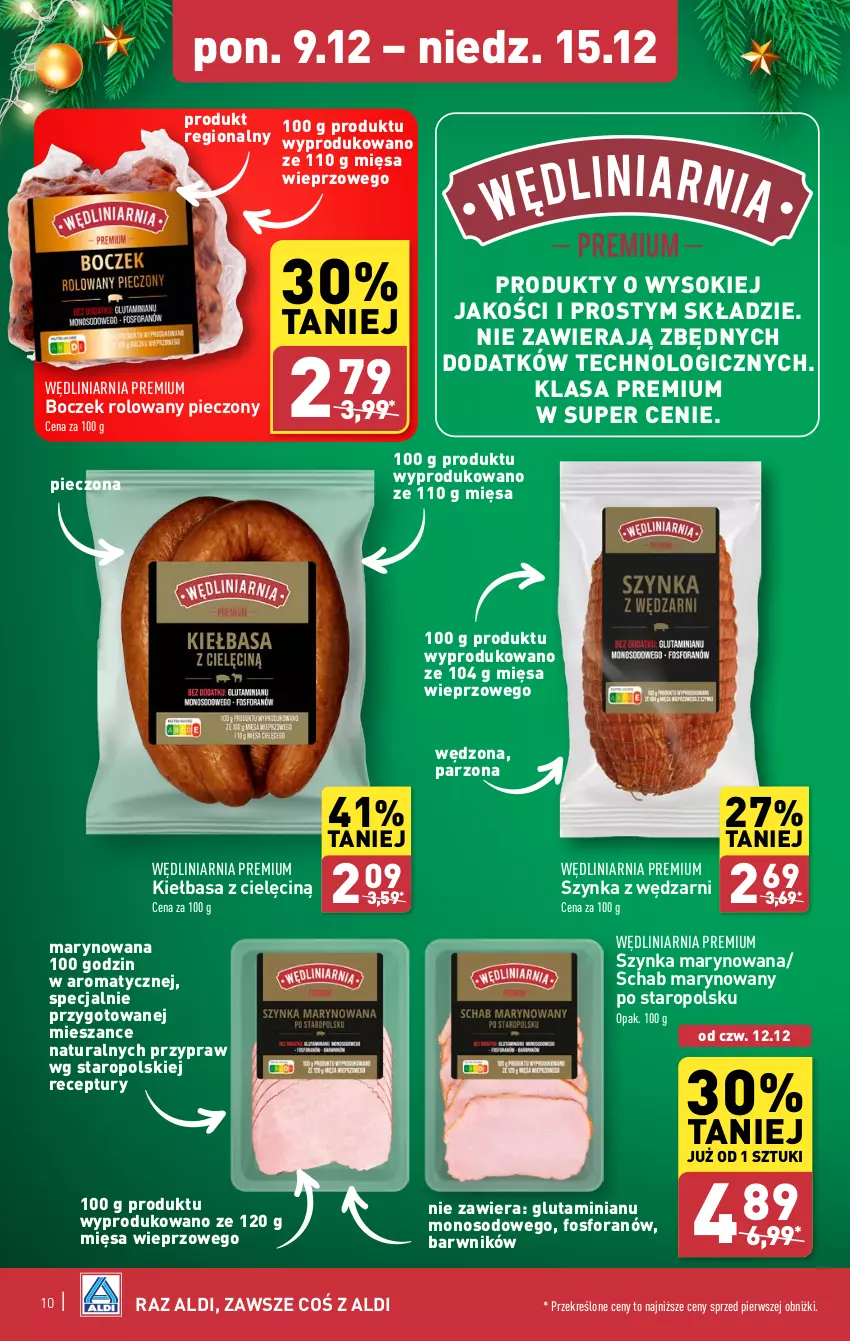 Gazetka promocyjna Aldi - Pełna oferta - ważna 09.12 do 15.12.2024 - strona 10 - produkty: Boczek, Kiełbasa, Piec, Sok, Szynka