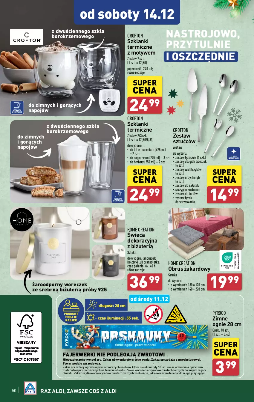 Gazetka promocyjna Aldi - Pełna oferta - ważna 09.12 do 15.12.2024 - strona 50 - produkty: Bransoletka, Cappuccino, Chia, Fa, Kolczyki, Lanki, Noż, Obrus, Piec, Por, Sałat, Ser, Szczypce, Woreczek